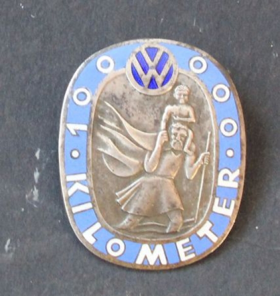 Volkswagen 1958 Christophorus-Plakette 100.000 Km mit VW-Logo emailliert (5172)